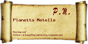 Planetta Metella névjegykártya